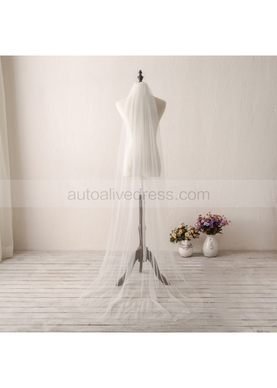 Ivory Plain Edge Tulle Wedding Veil Raw Edge Cathedral Veil Ivory Plain Edge Tulle Wedding Veil Raw Edge Cathedral Veil